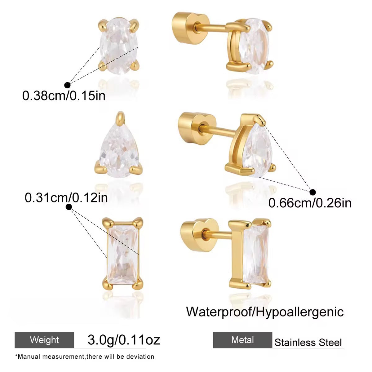 ANDREA STUDS EARRINGS (SET OF 3 PAIRS)
