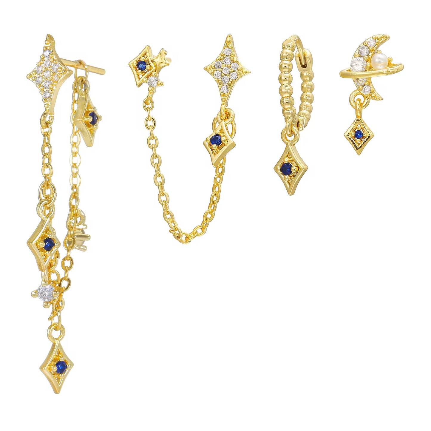 CROWN EARRINGS ( SET OF 4)
