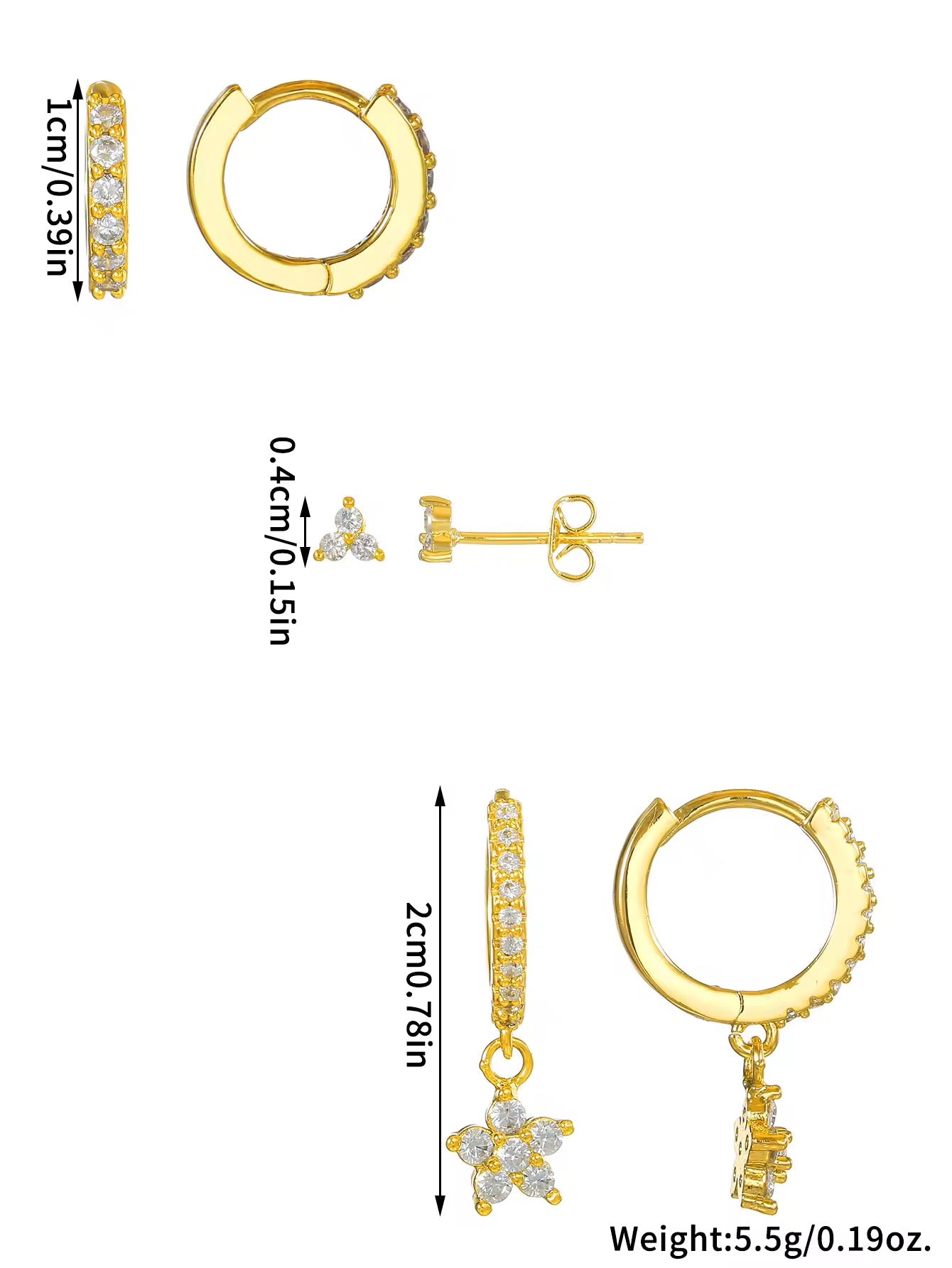 NIORA EARRINGS( SET OF 3 PAIRS)
