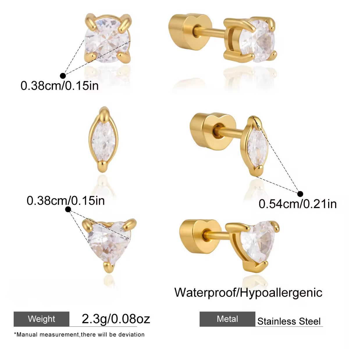 CLARA STUDS EARRINGS ( SET OF 3 PAIRS)