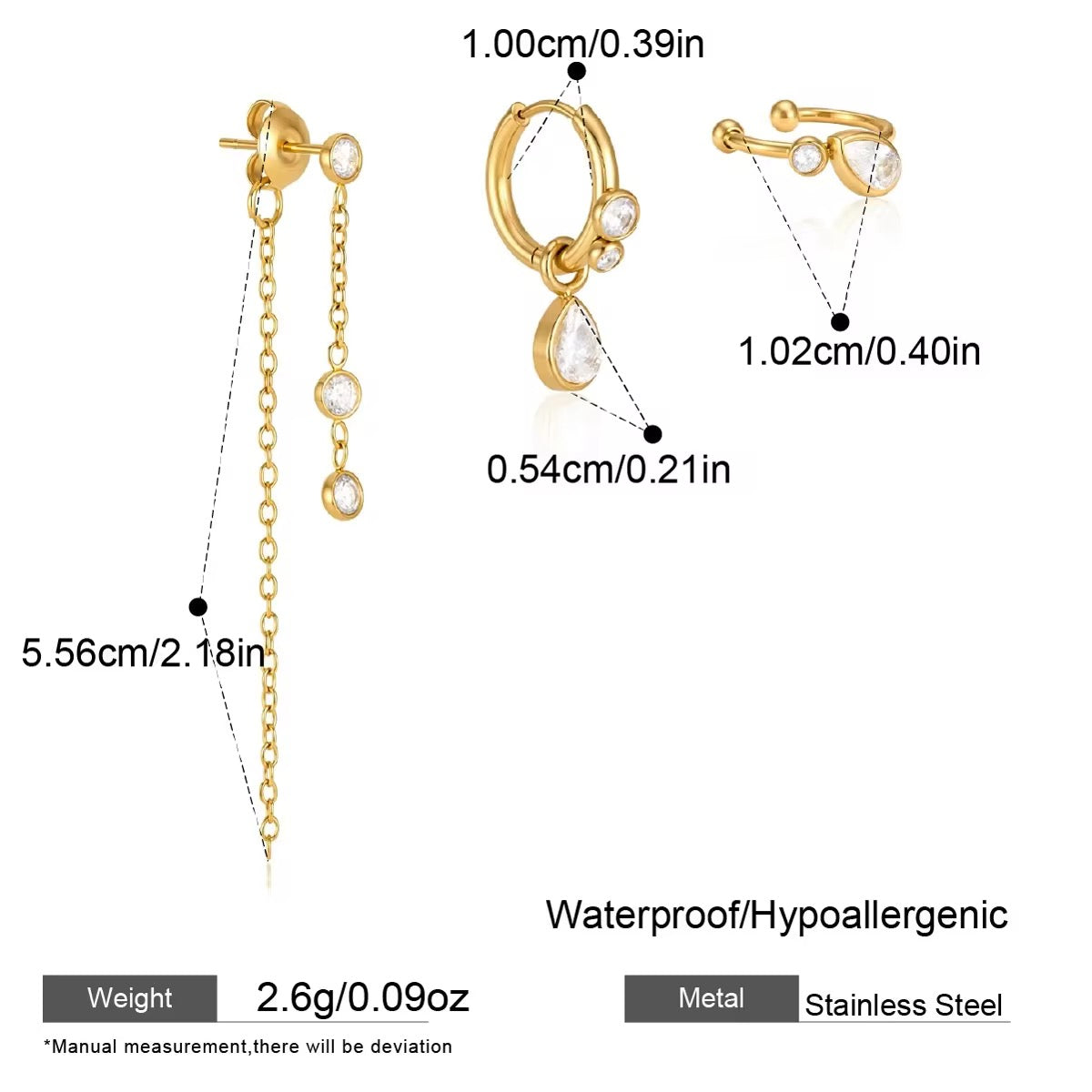 ELISE EARRINGS (SET OF 3 PAIRS)