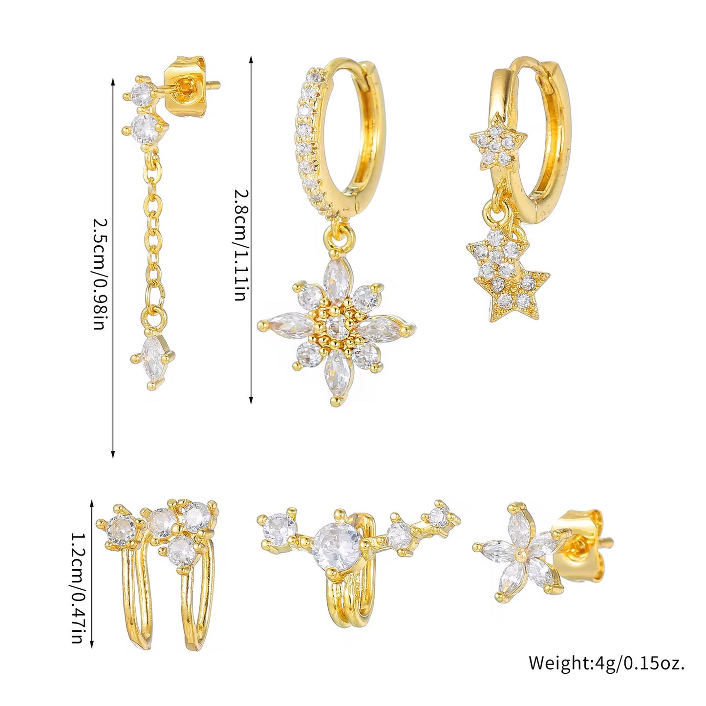 SUNFLOWER EARRINGS ( SET OF 6)