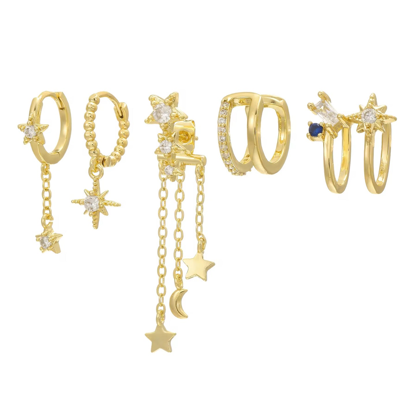 SOLITAIRE EARRINGS ( SET OF 5)