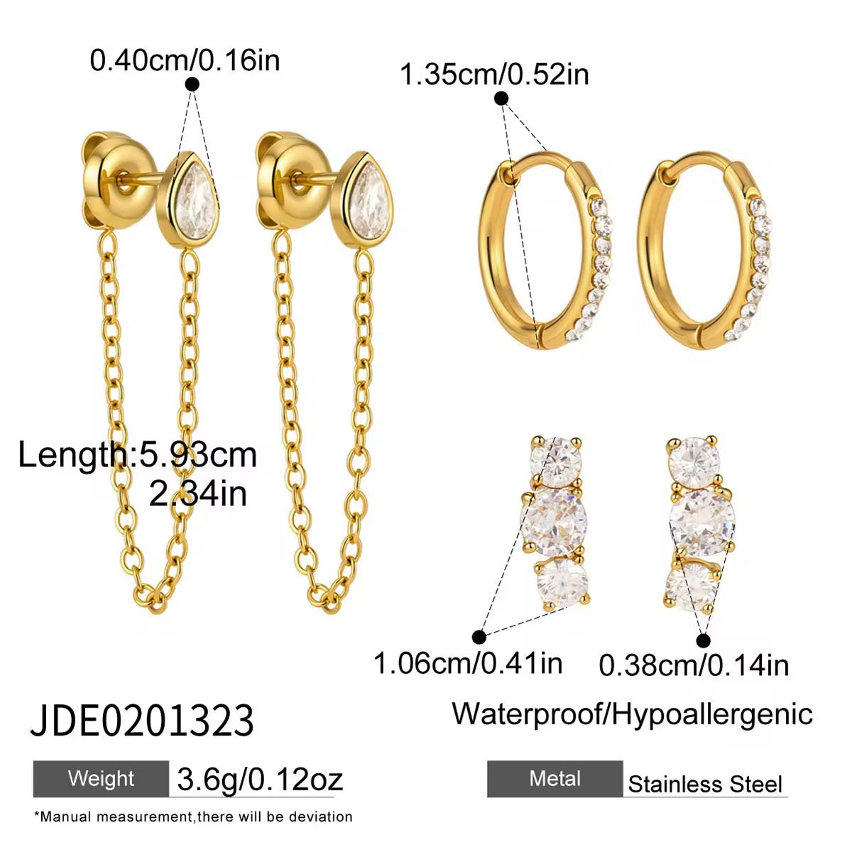 LEO EARRINGS ( SET OF 3 PAIRS)