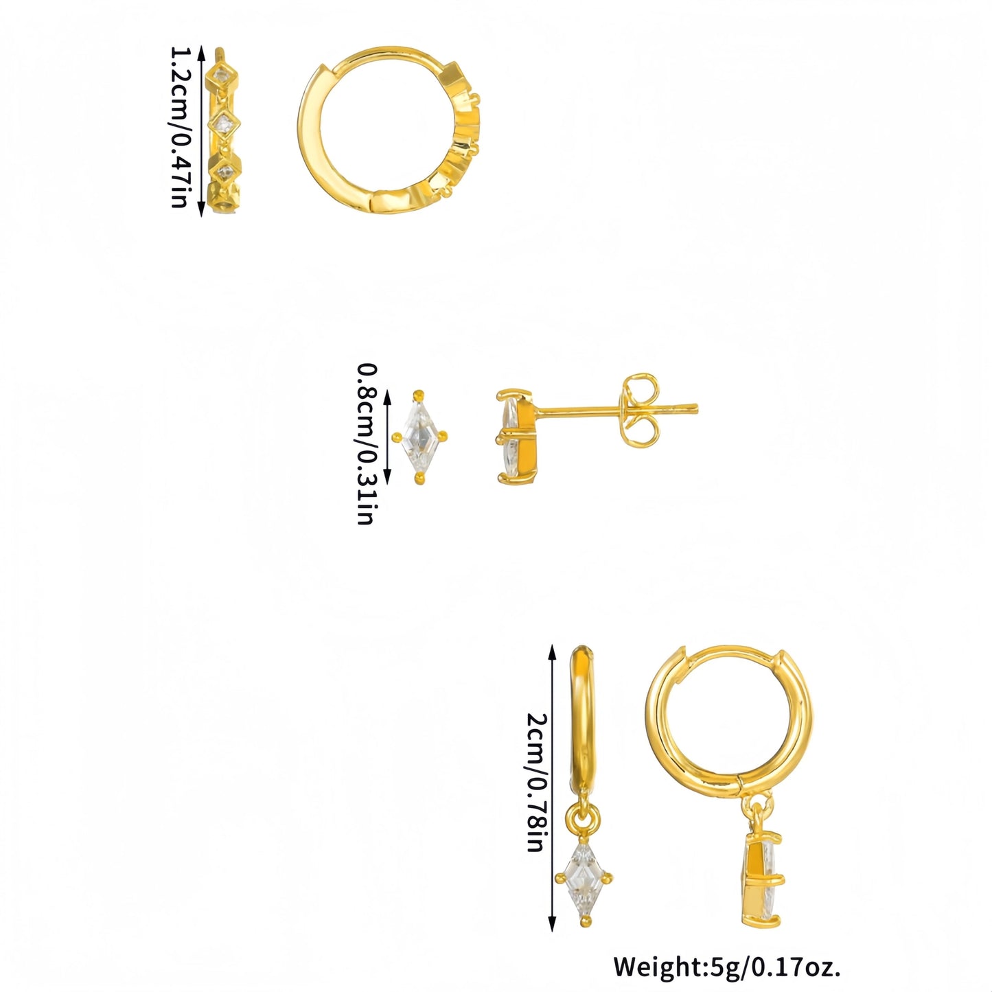 HAZEL EARRINGS ( SET OF 3 PAIRS)