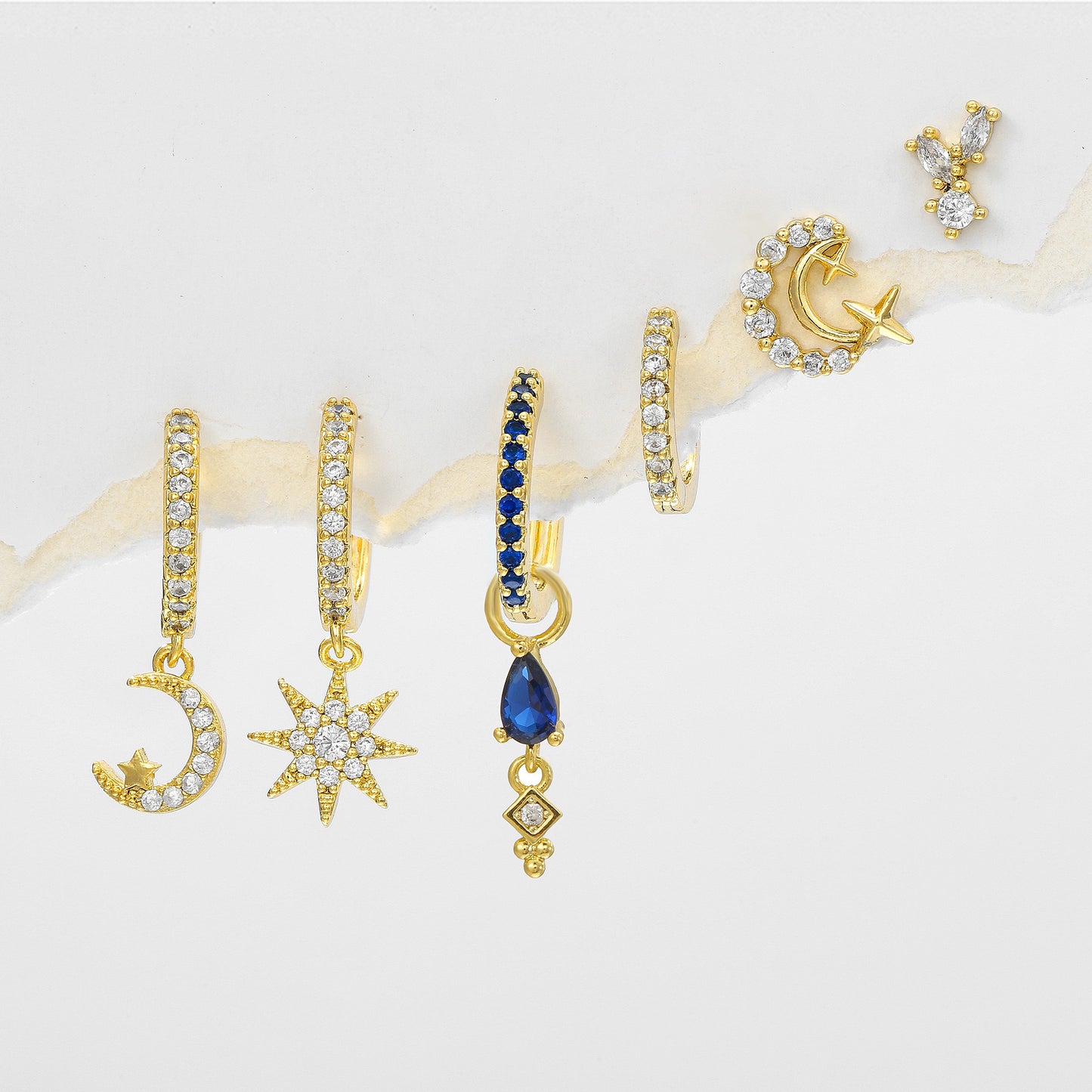 RAY STAR EARRINGS ( SET OF 6)