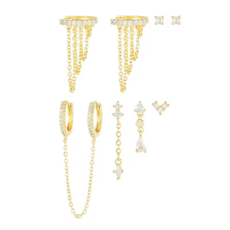 TASSEL CHAIN EARRINGS (SET OF 8)