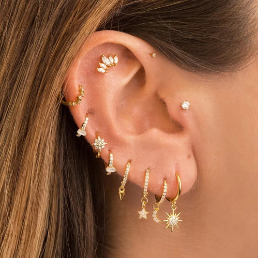 STAR AND MOON EARRINGS ( SET OF 10)