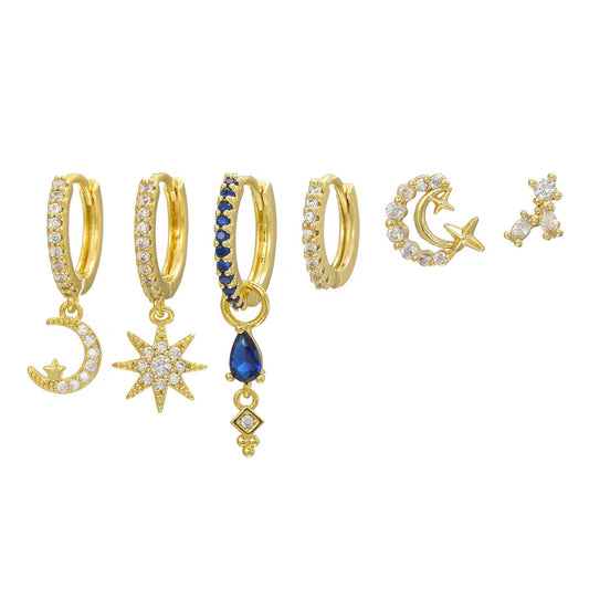RAY STAR EARRINGS ( SET OF 6)