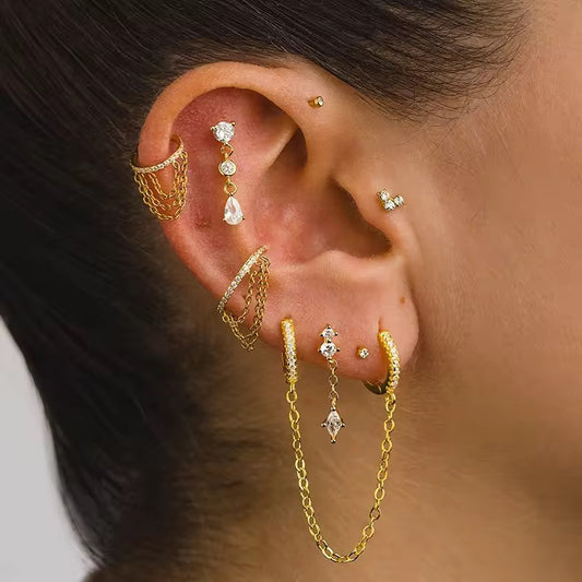 TASSEL CHAIN EARRINGS (SET OF 8)