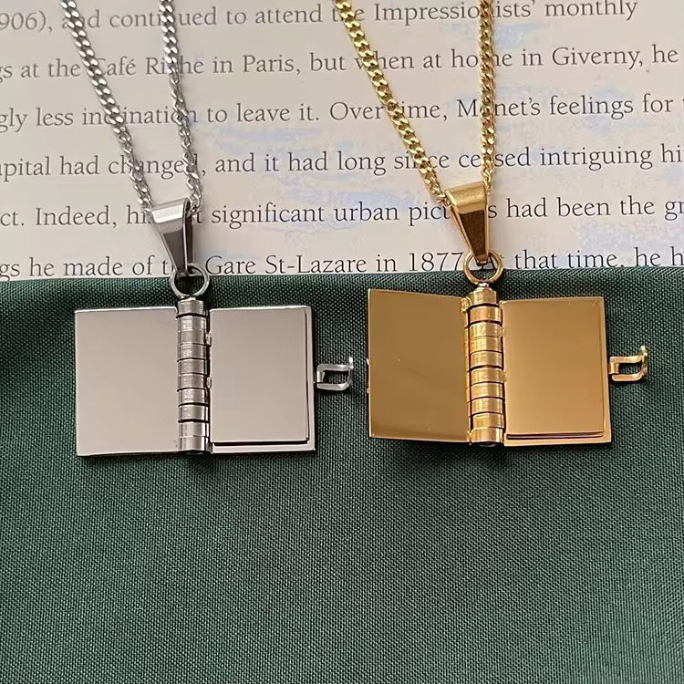 BOOK LOVERS NECKLACE (ENGRAVABLE )