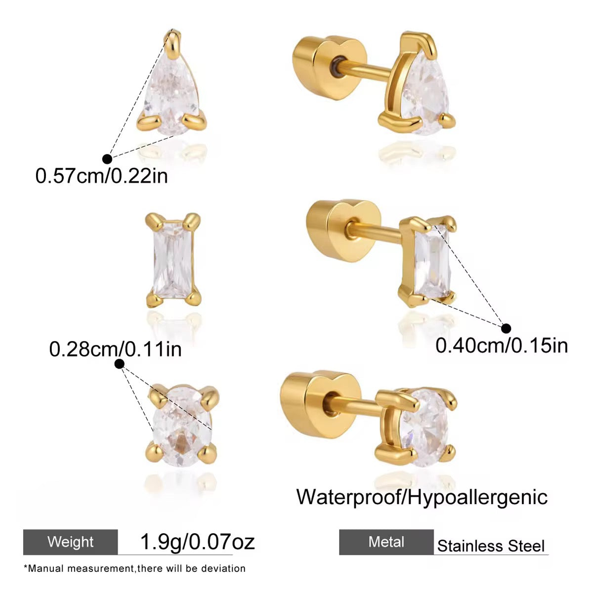 ALISON STUDS EARRINGS (SET OF 3 PAIRS)