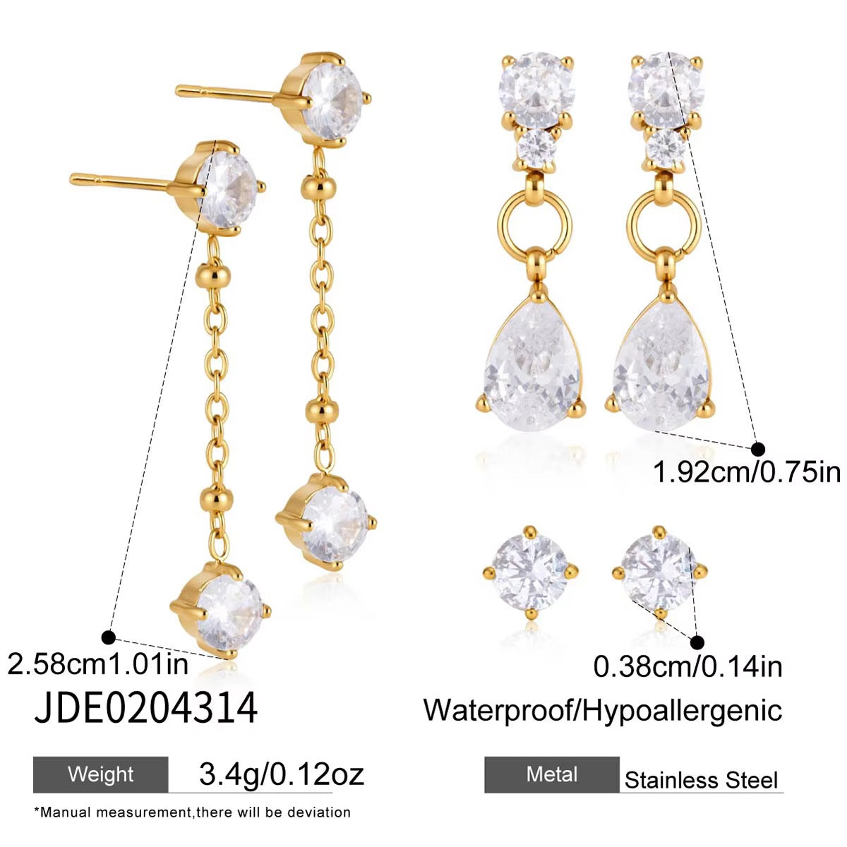 IVONNE EARRINGS (SET OF 3 PAIRS)