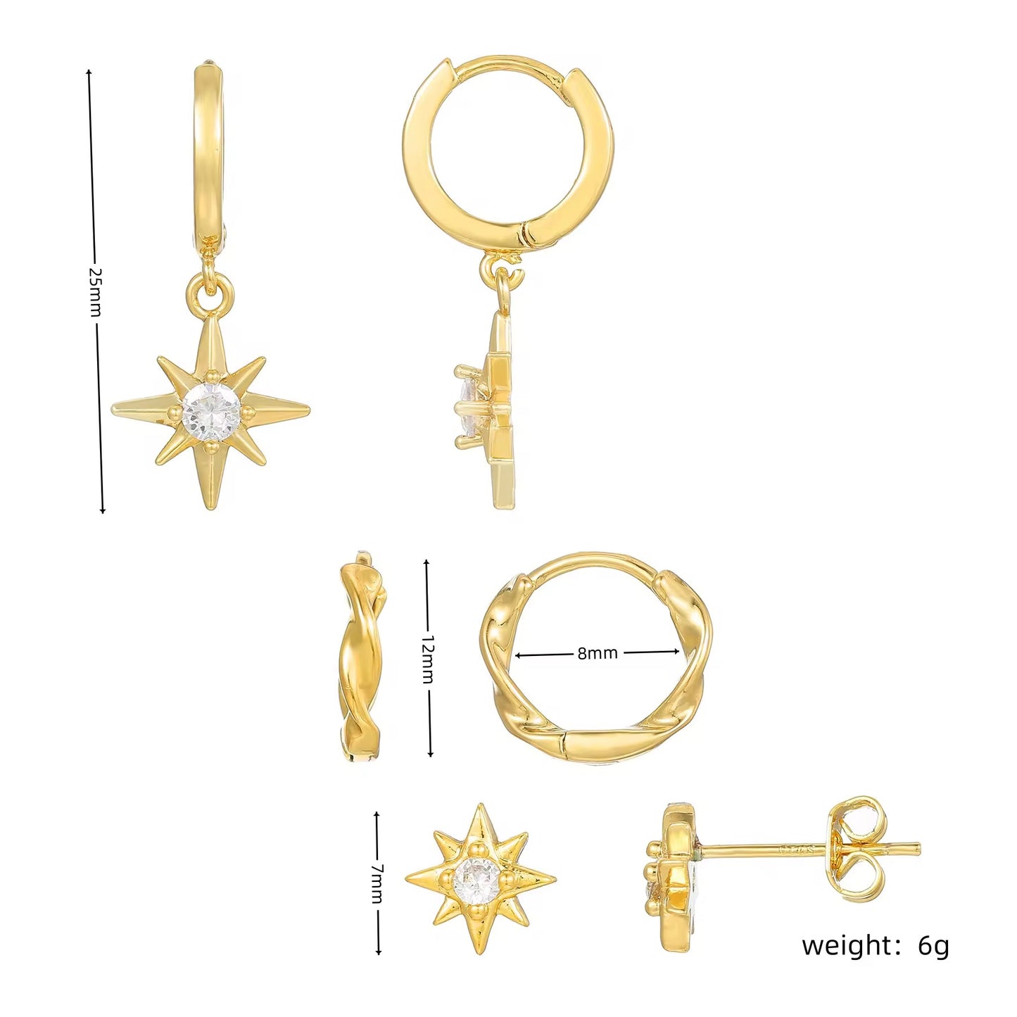 NYLA EARRINGS ( SET OF 3 PAIRS)