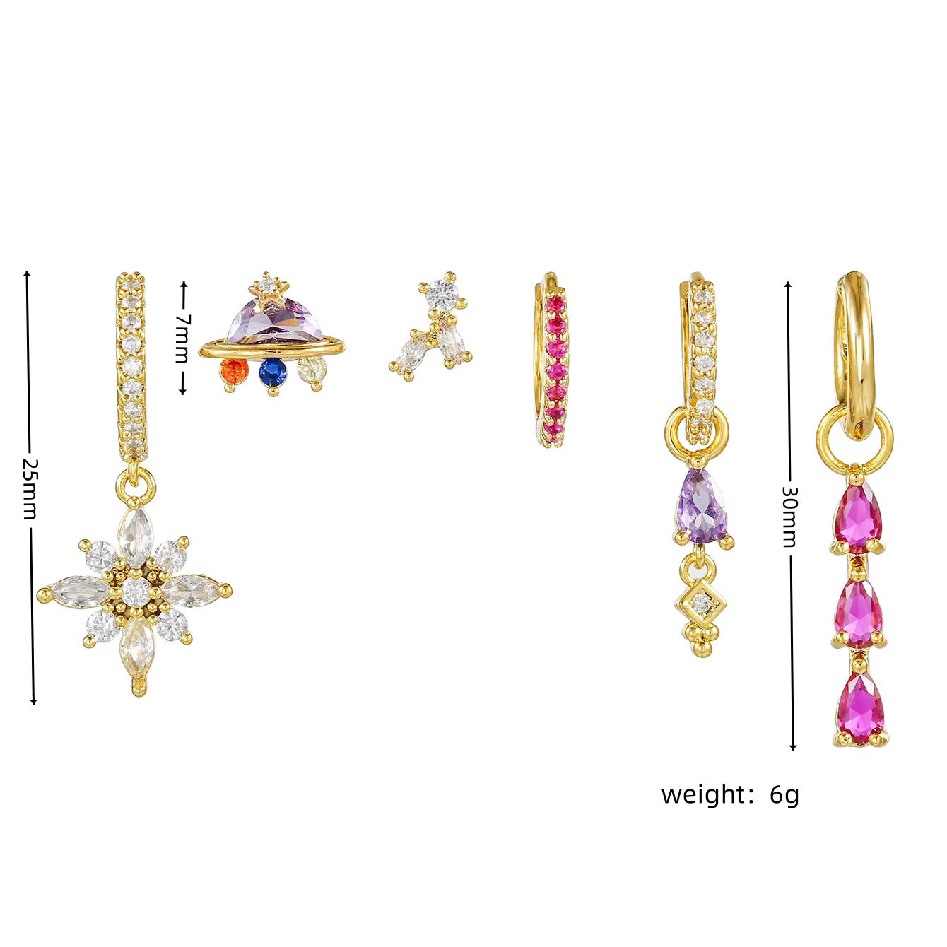 EVIE EARRINGS ( SET OF 6) NOT IN PAIRS