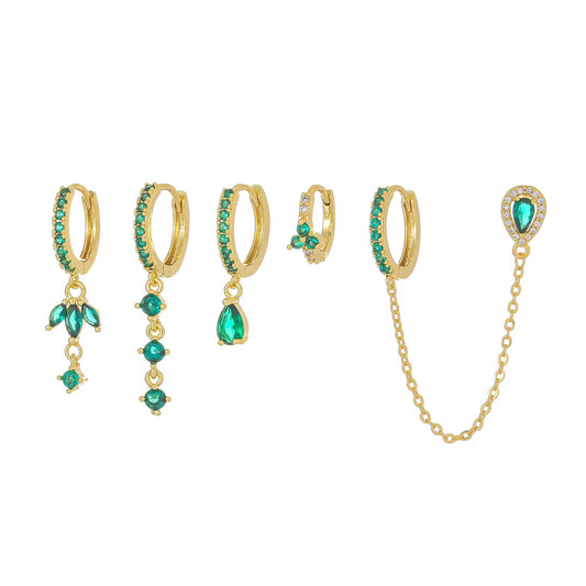 EMERALD EARRINGS (SET OF 5)