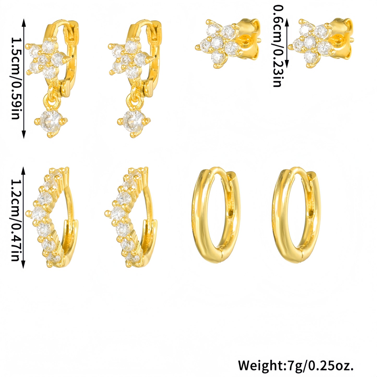 BLOOMY EARRINGS (SET OF 4 PAIRS)