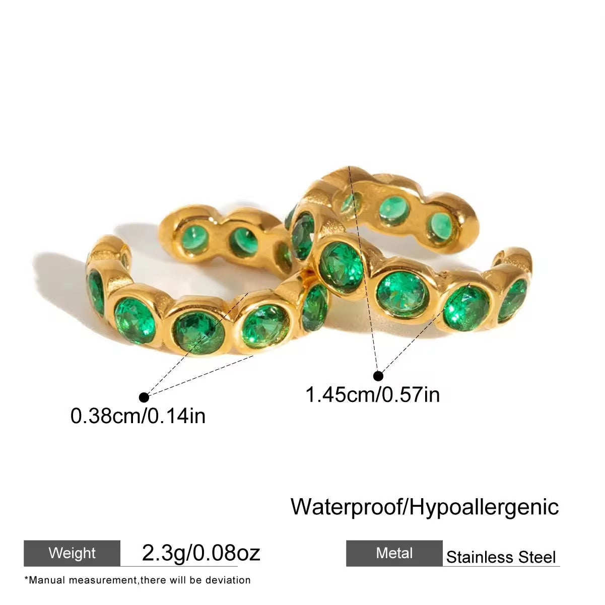 SARAH CUFF EARRINGS (GREEN)