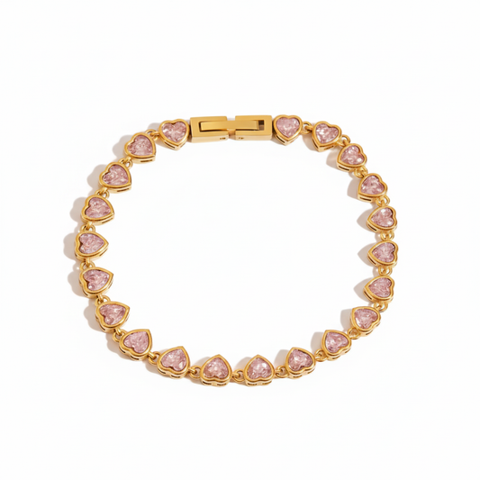 DAZZLE HEART BRACELET ( PINK)