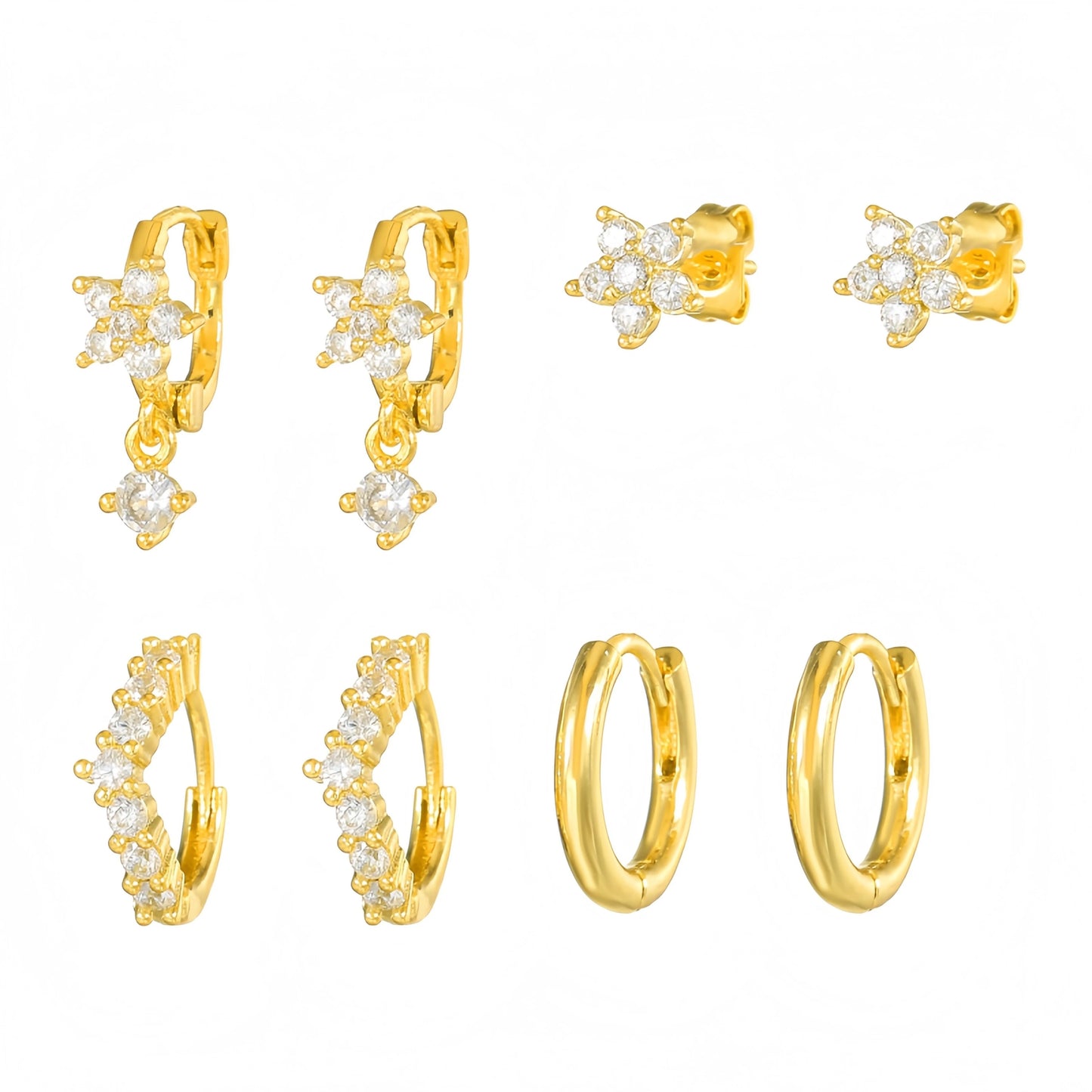 BLOOMY EARRINGS (SET OF 4 PAIRS)