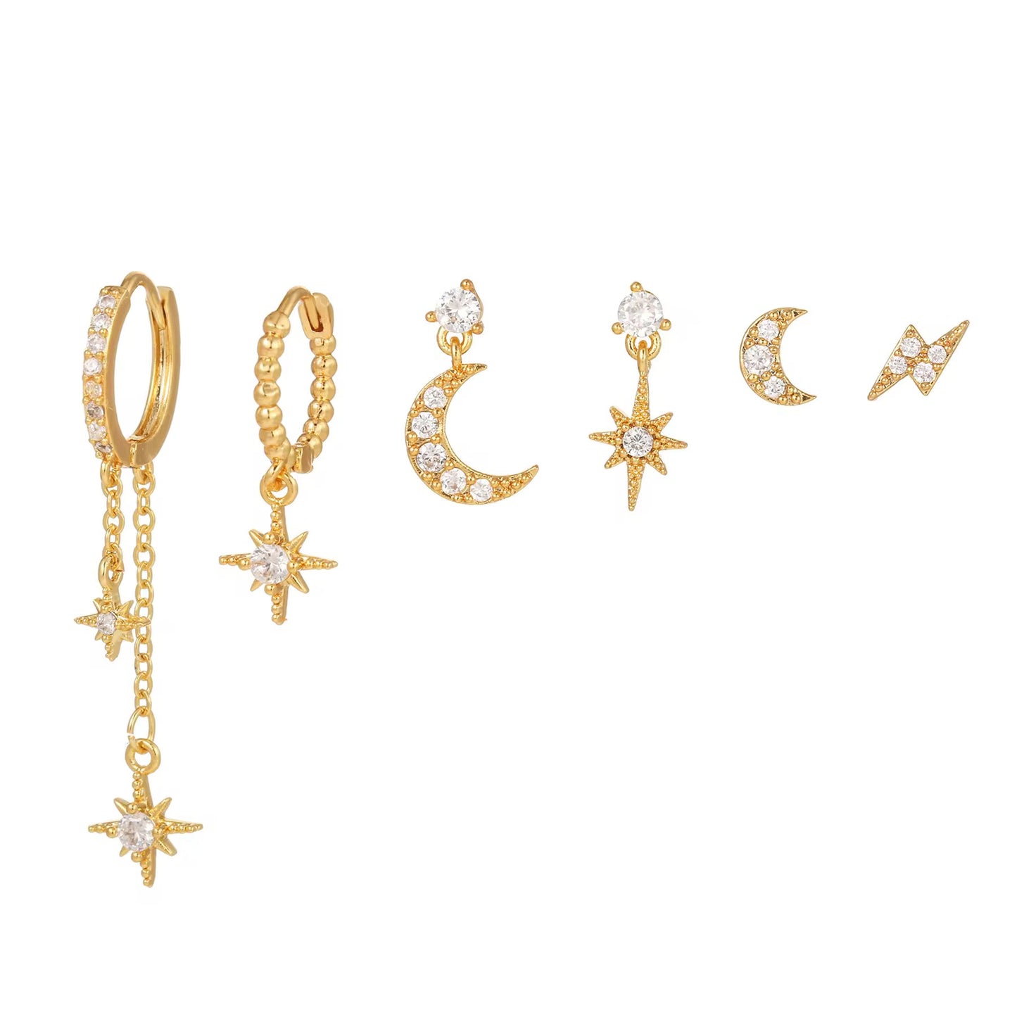 STARBURST EARRINGS ( SET OF 6)