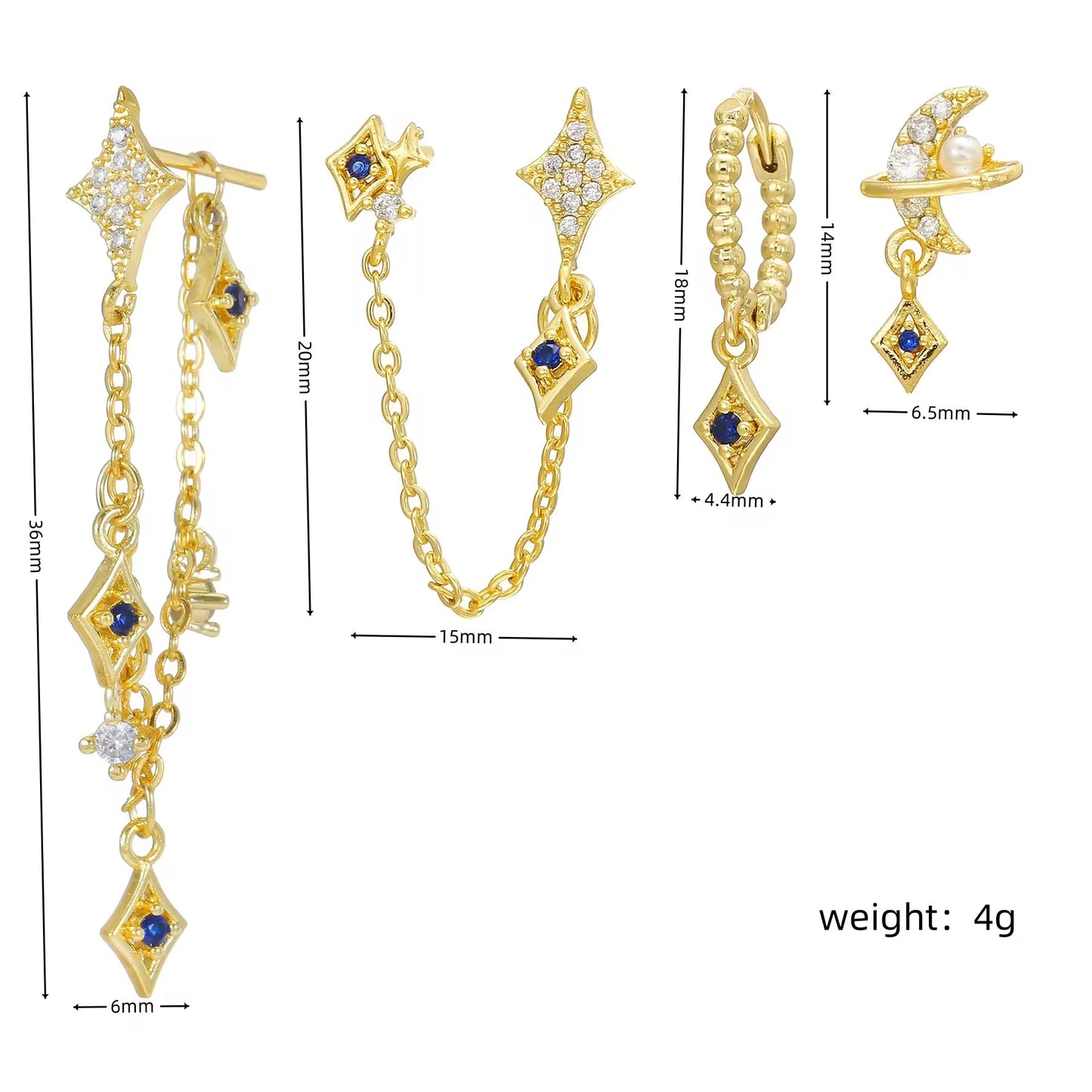 CROWN EARRINGS ( SET OF 4)