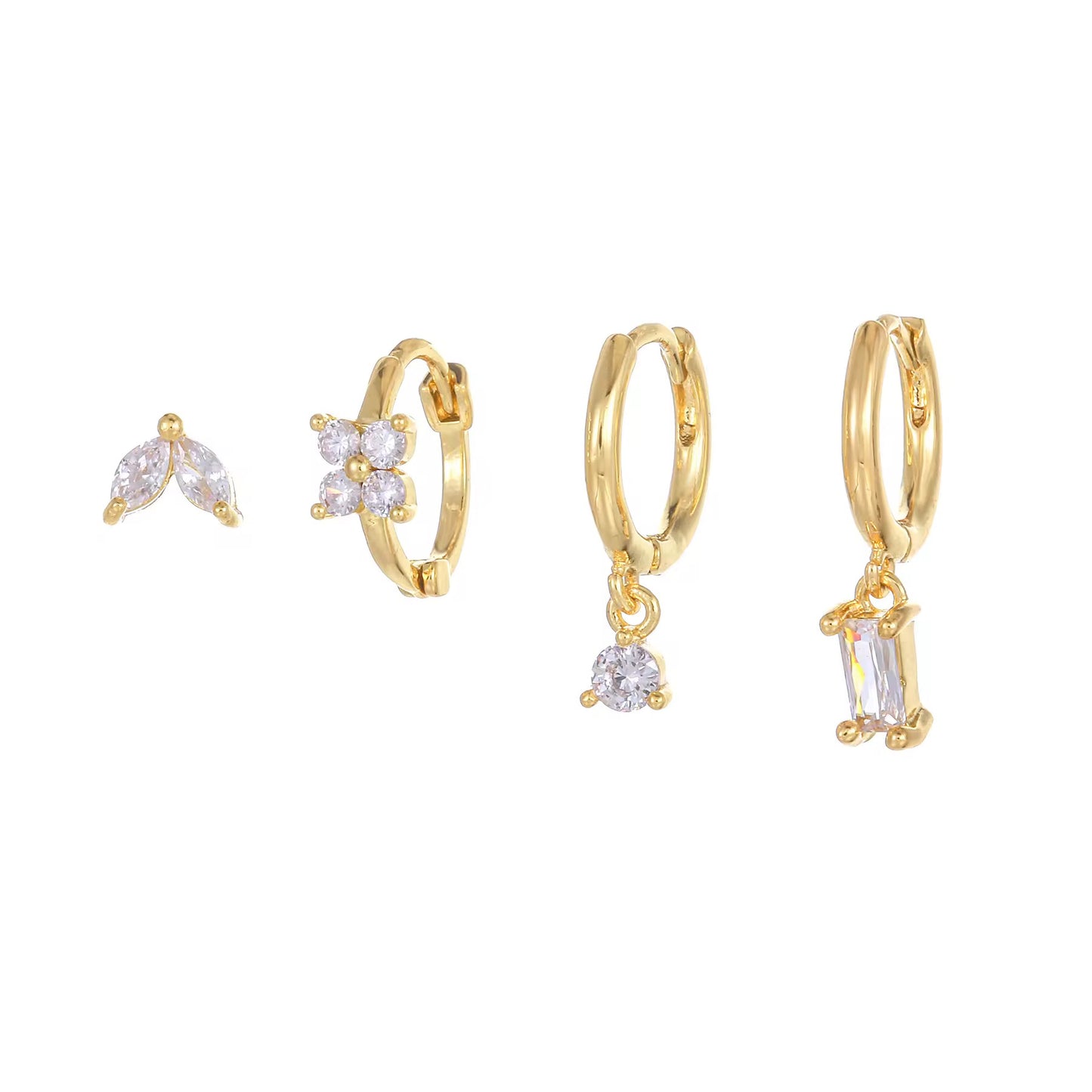 GOLDEN BLOOM EARRINGS ( SET OF 4)