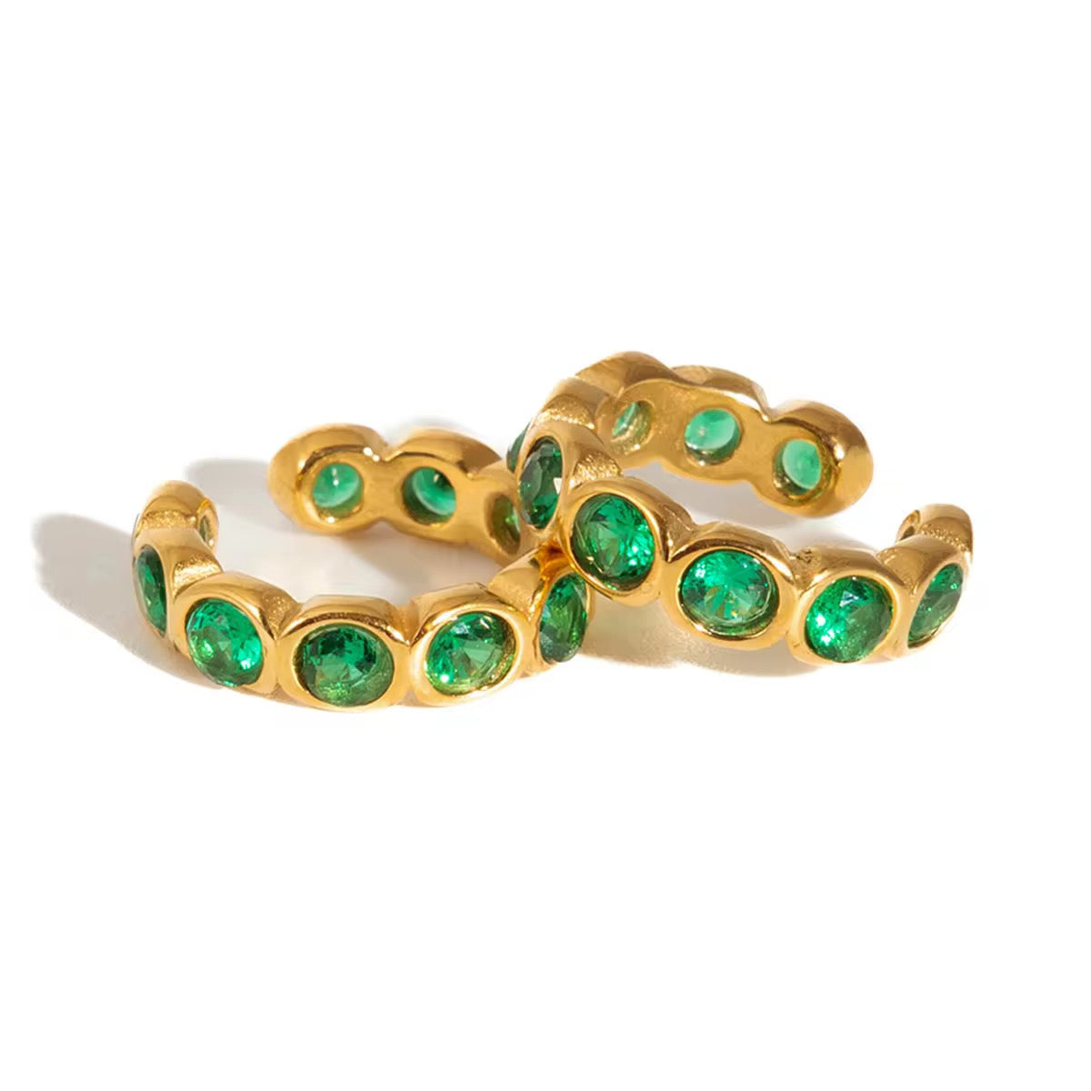 SARAH CUFF EARRINGS (GREEN)