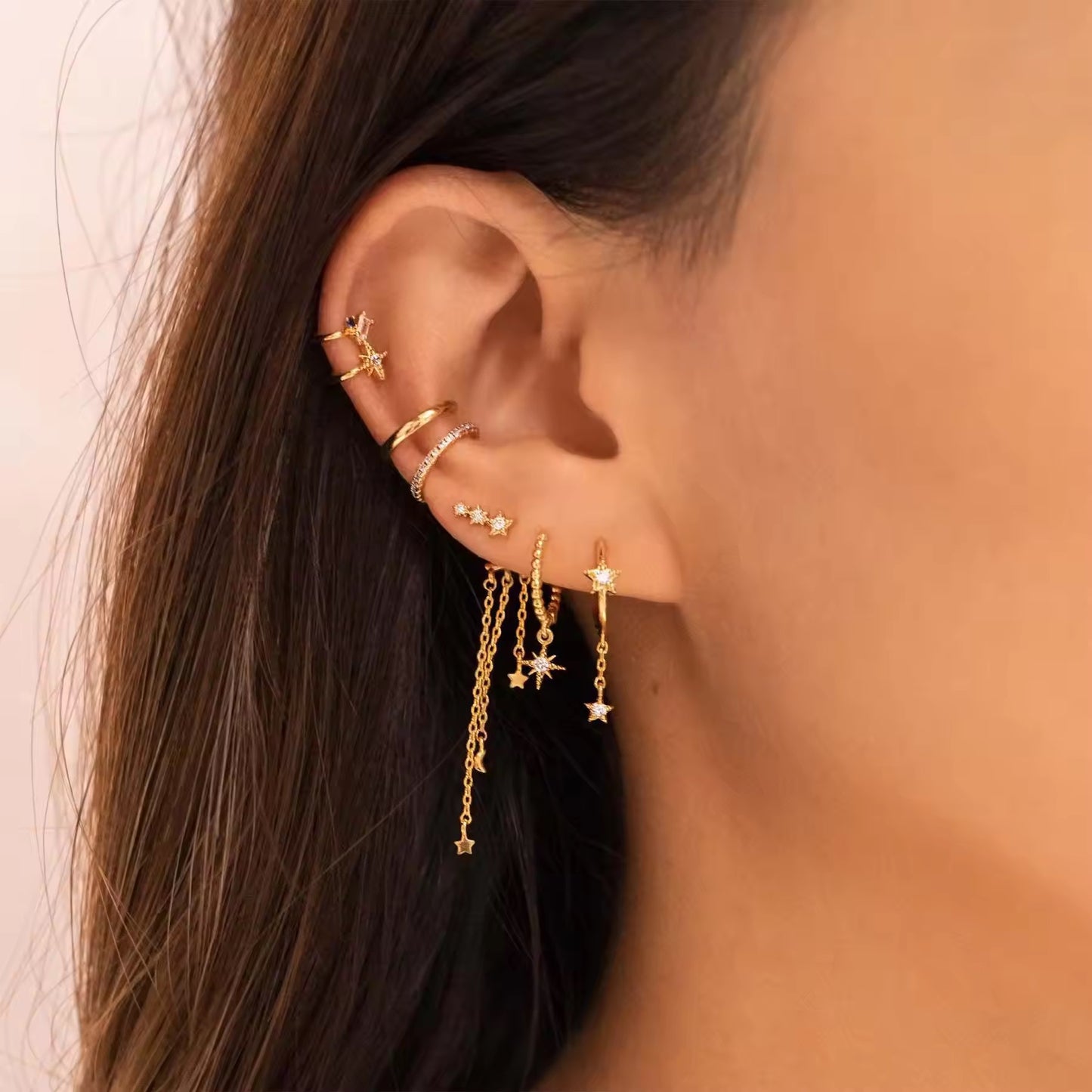 SOLITAIRE EARRINGS ( SET OF 5)