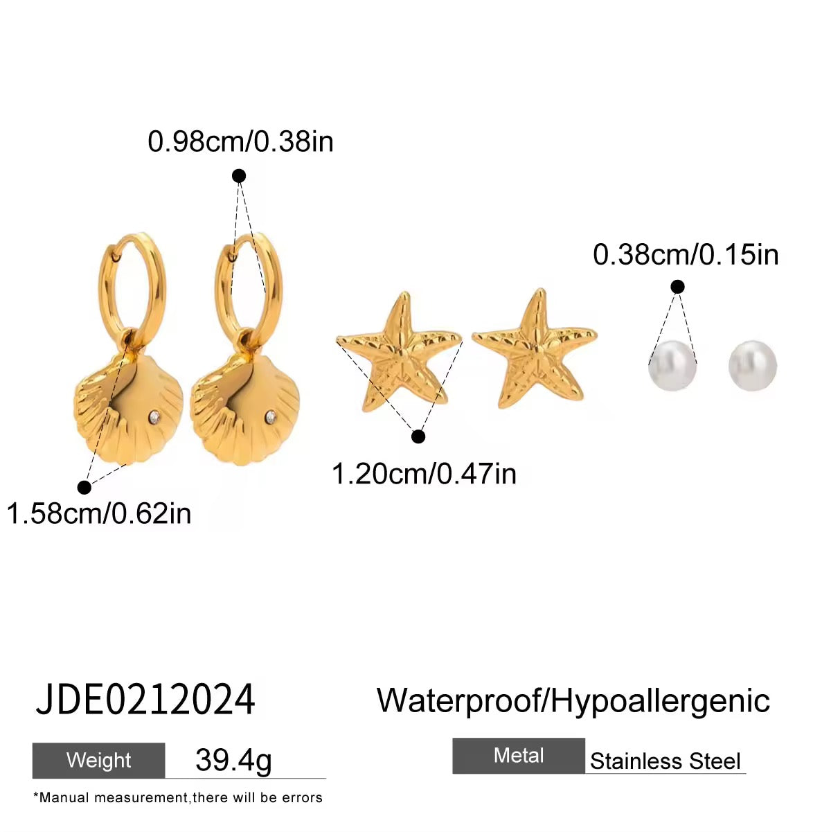 SHORE EARRINGS ( SET OF 3 PAIRS)