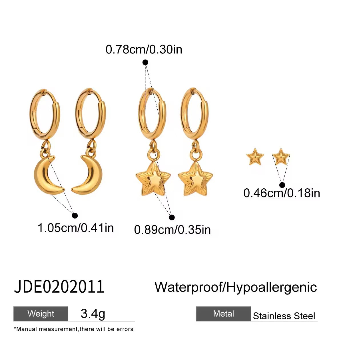 COSMIC CHARMS EARRINGS( SET OF 3 pairs)