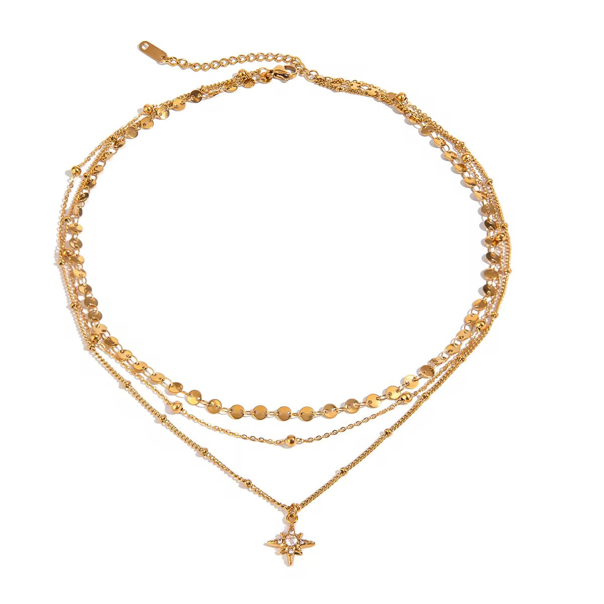 STAR CHARM NECKLACE(3 LAYERED)