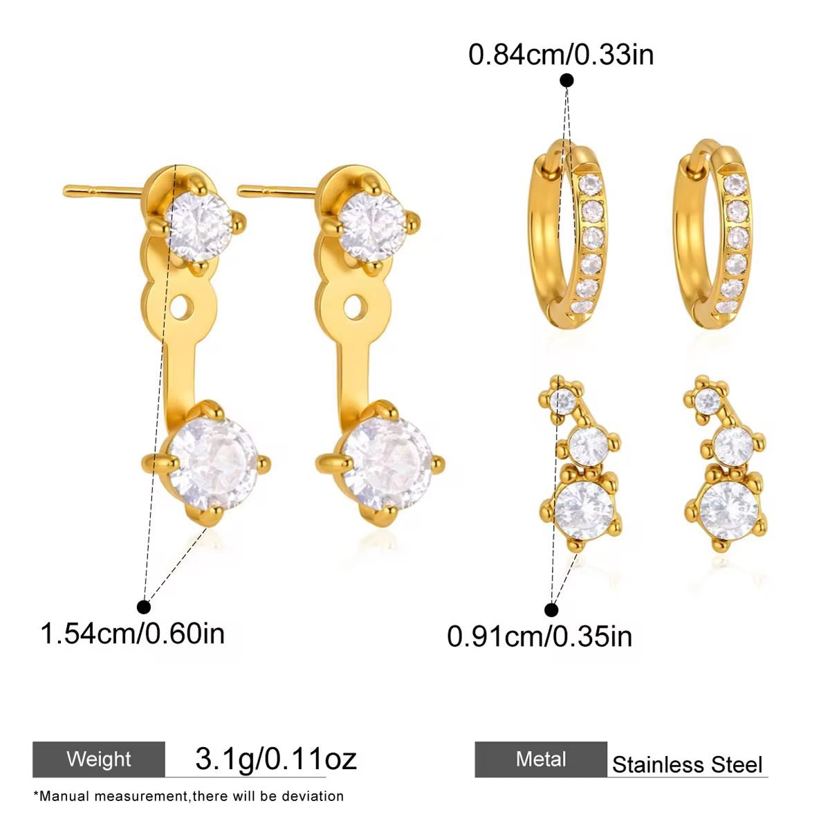 STARFIRE EARRINGS ( SET OF 3 PAIRS)